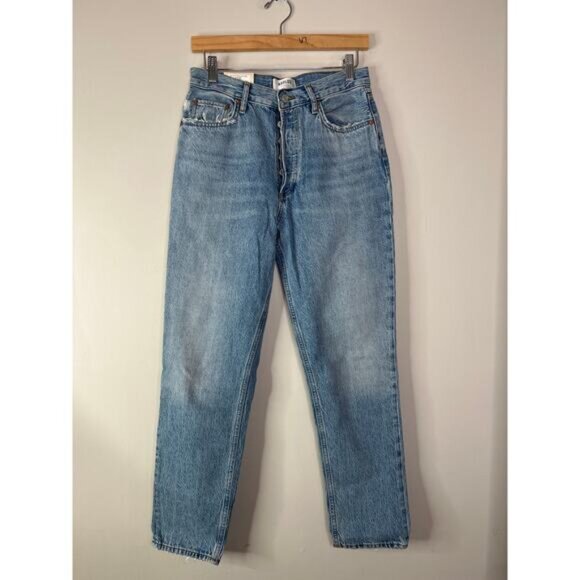 NWT Agolde Fen High Rise Relaxed Tapered Straight Cut Button Jeans Quarrel - Picture 2 of 8